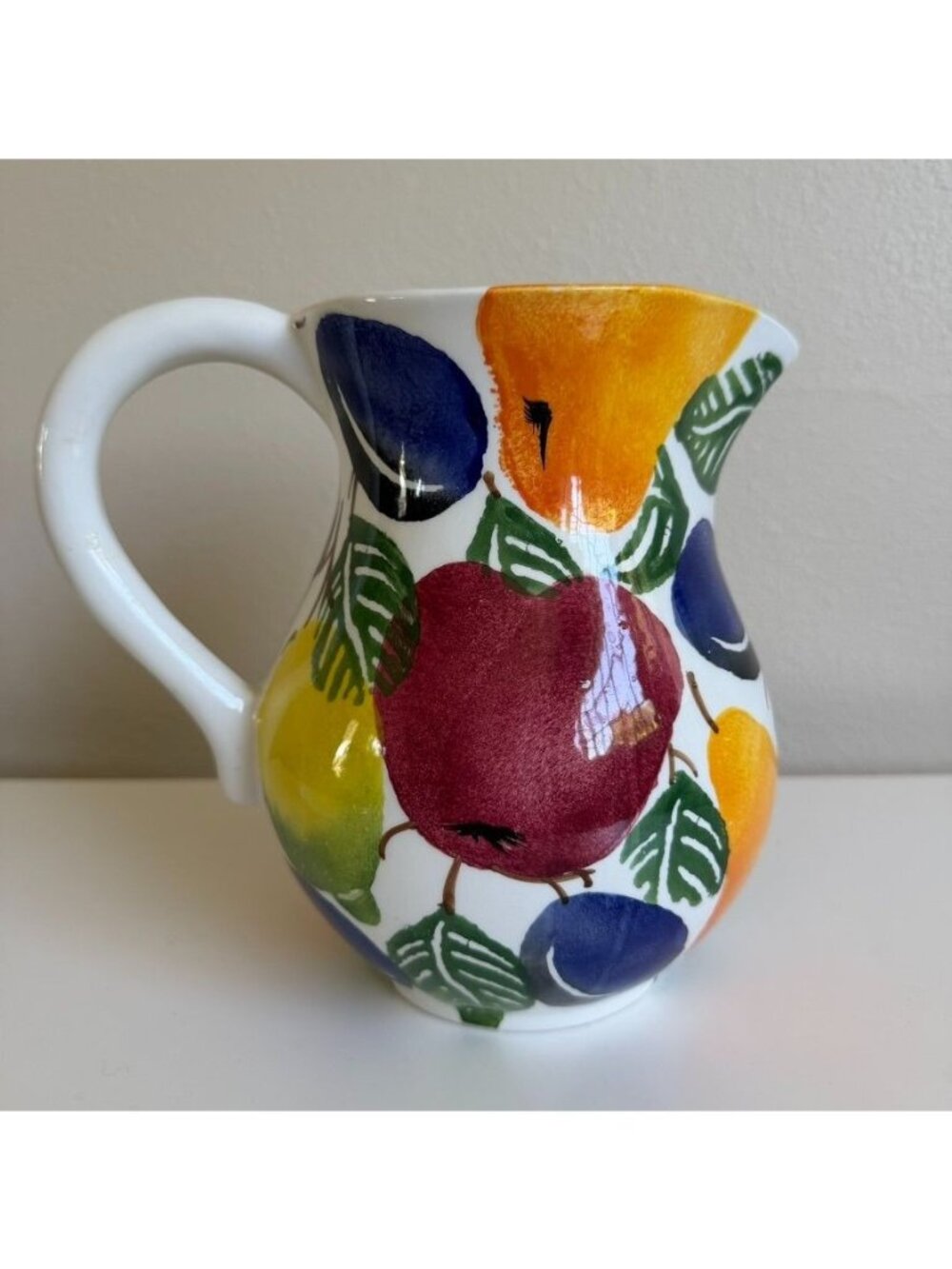 Ancora Pottery Hand Painted Fruit Ceramic Pitcher Made In Italy